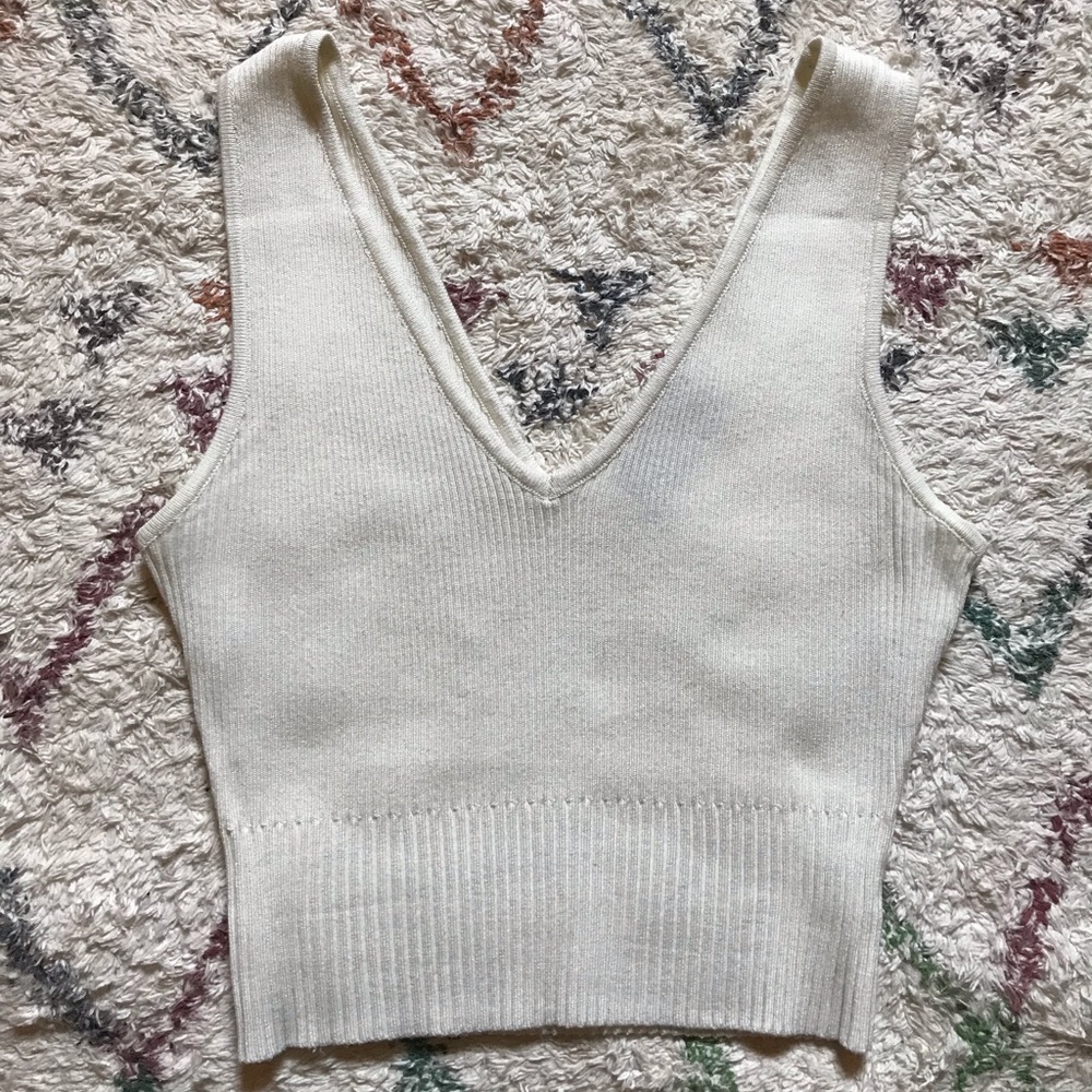 Kittenish By Jessie James Decker Comeback Ribbed Cream Crop Tank size Medium